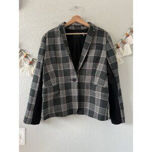Dolce Cabo Plaid Houndstooth Single Breasted Blazer Academia Preppy Schoolgirl S